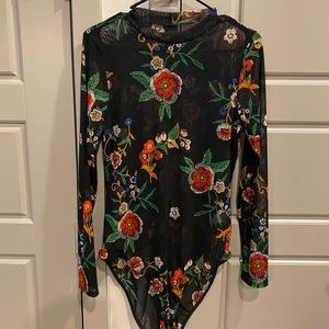 Mesh, Floral Body Suit